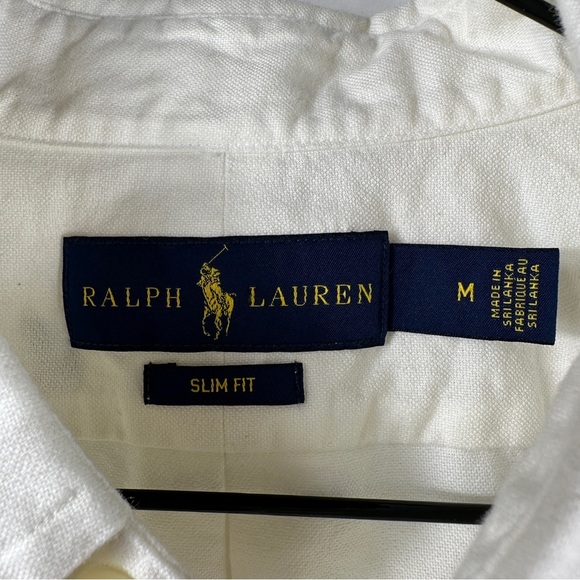 Ralph Lauren Embroidered Anchors Oxford White Button Down Shirt | Medium - Picture 3 of 9